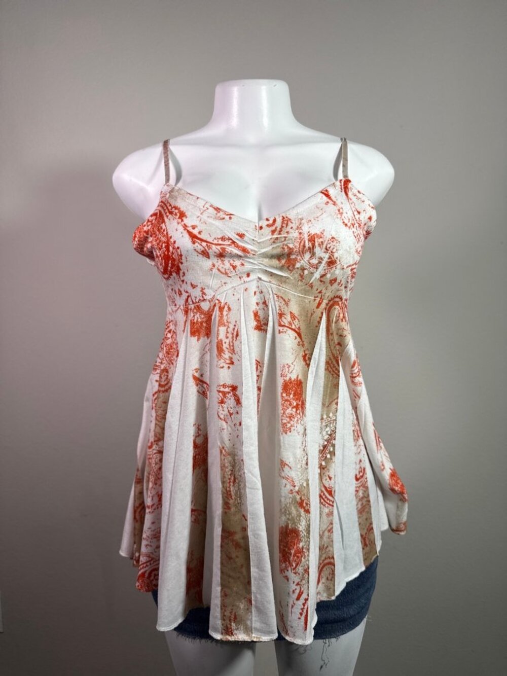 Y2K Mudd orange abstract print cami ruched bust – Women's Used Clothing